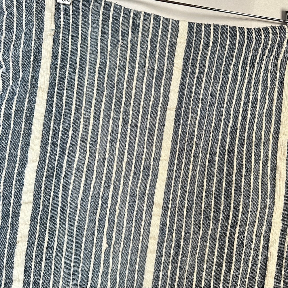 West Elm Silk Blend Striped Pillow Covers Button Front Set of 2 19x19 Navy - Picture 7 of 13